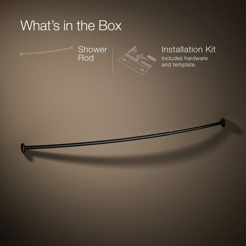 Expanse Curved Shower Rod - Transitional Design, Matte Black
