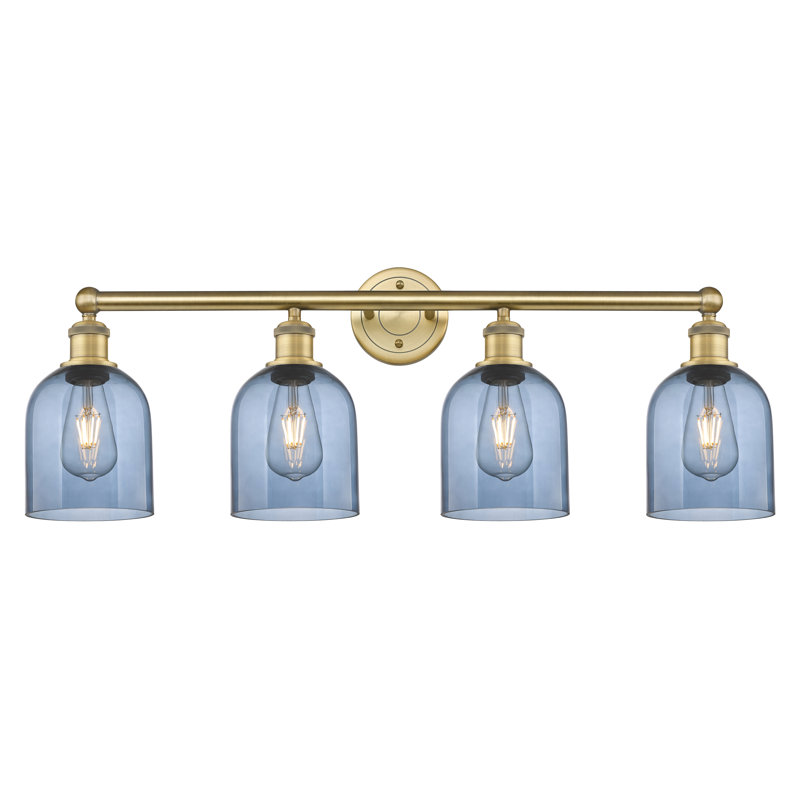 Odaniel 4 - Light Dimmable Vanity Light, Princess Blue, Brushed Brass