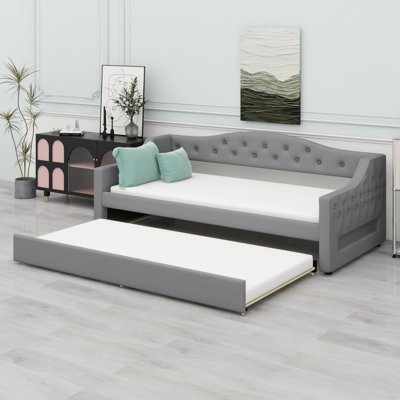 Upholstered Daybed With LED Belt And Trundle by Latitude Run