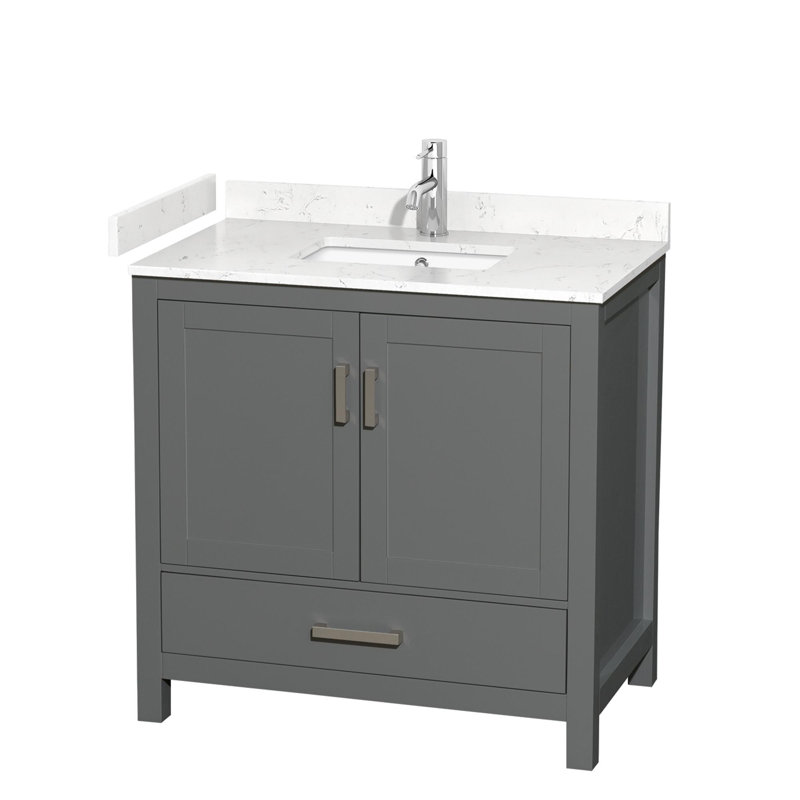Sheffield 30" No Mirror Bathroom Vanity Set, Carrara Cultured Marble, Dark Gray, 36"