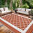 Modern Geometric Outdoor Waterproof Rug  Easy Clean, Non-Slip, Lightweight Reversible Plastic Straw Mat for Patio, Deck, Porch, RV, Balcony, Beach-1562786400-1562786412
