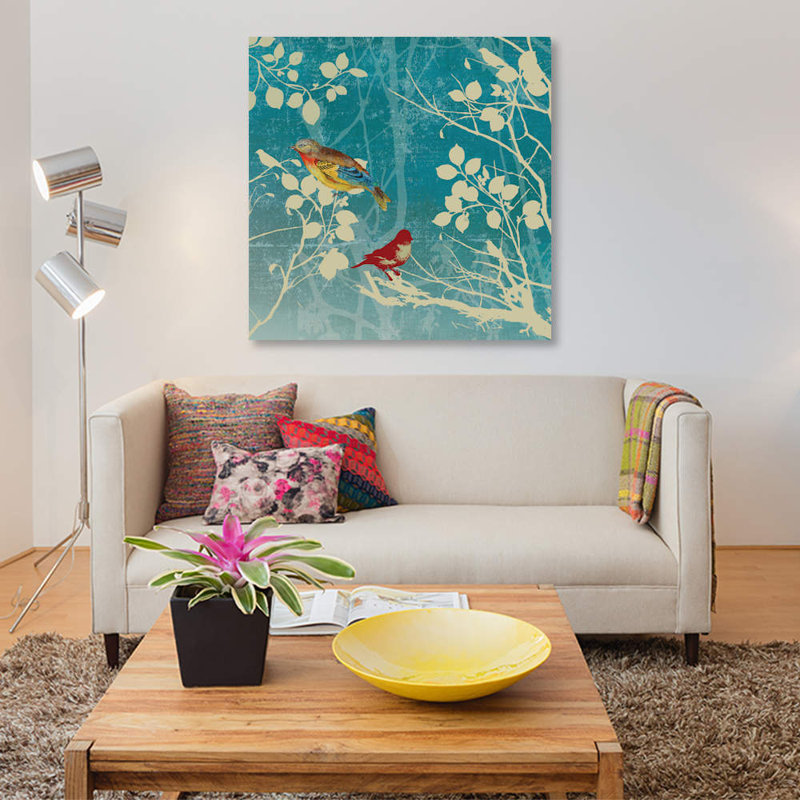 « blue oiseau ii », impression sur toile, H 37 po x l 37 po x P 1,5 po, Toile tendue, Pas de tapis