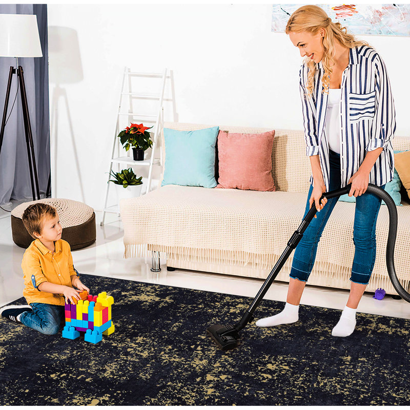 Washable Low-pile Area Rug Runner, Non-slip For Living Room, Dining Office - 2'6''x10' (black Foldable Washable, Bedroom, Kitchen,