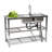 Stainles Steel Double Bowl Kitchen Utility Sink Set & Prep Table