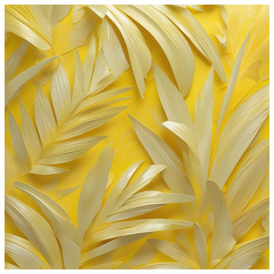 Couvre-lit jaune avec feuilles de palmier jaunes