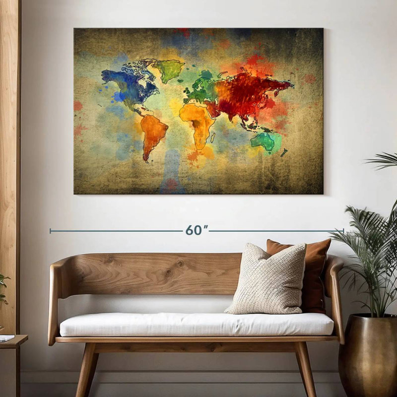 Carte du monde Aliaz, H 34 po x l 51 po