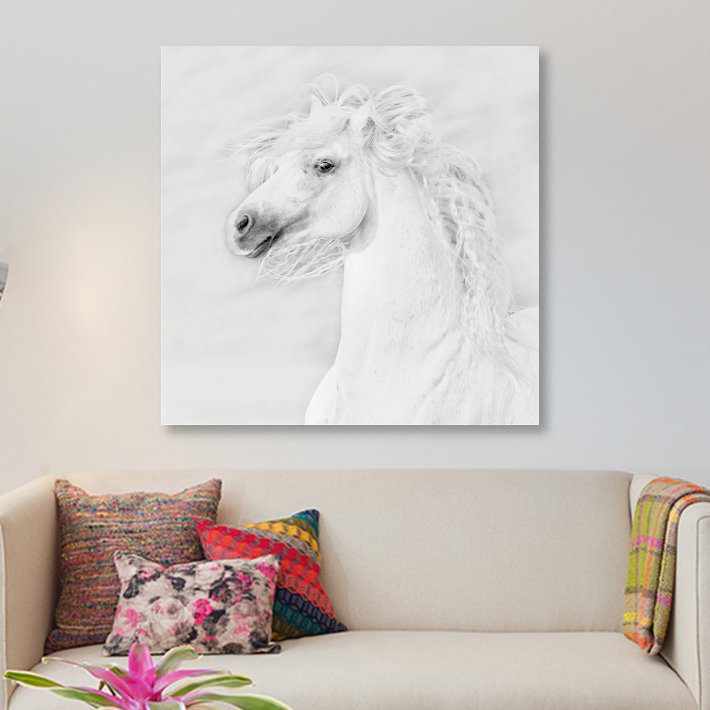 « b&w à cheval iii », impression sur toile, H 12 po x l 12 po x P 0,75 po, Pas de tapis, Toile tendue