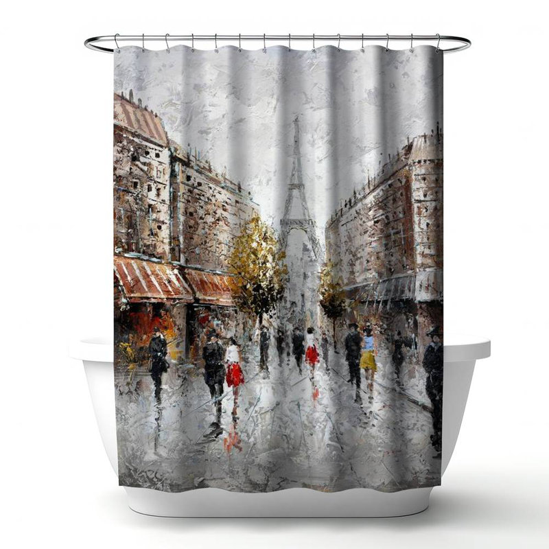 Shower Curtain CI28 – Polyester Shower Curtain, Dye Sublimation Print, 71" W × 74" L