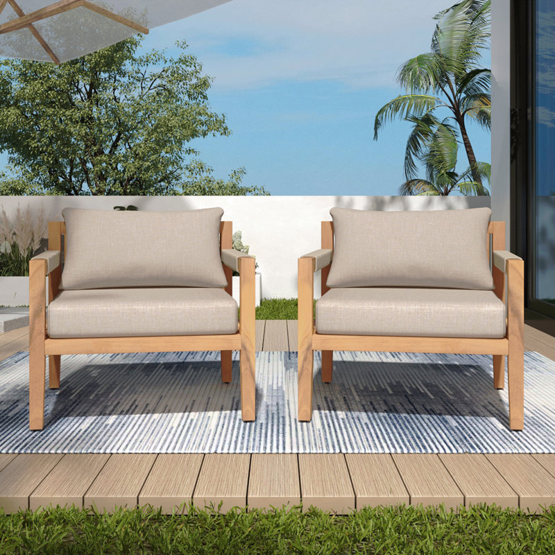 Chaise de loisir d'extérieur en bois d'acacia et corde beige - Spacieuse, confortable et polyvalente pour tout patio, Mp2