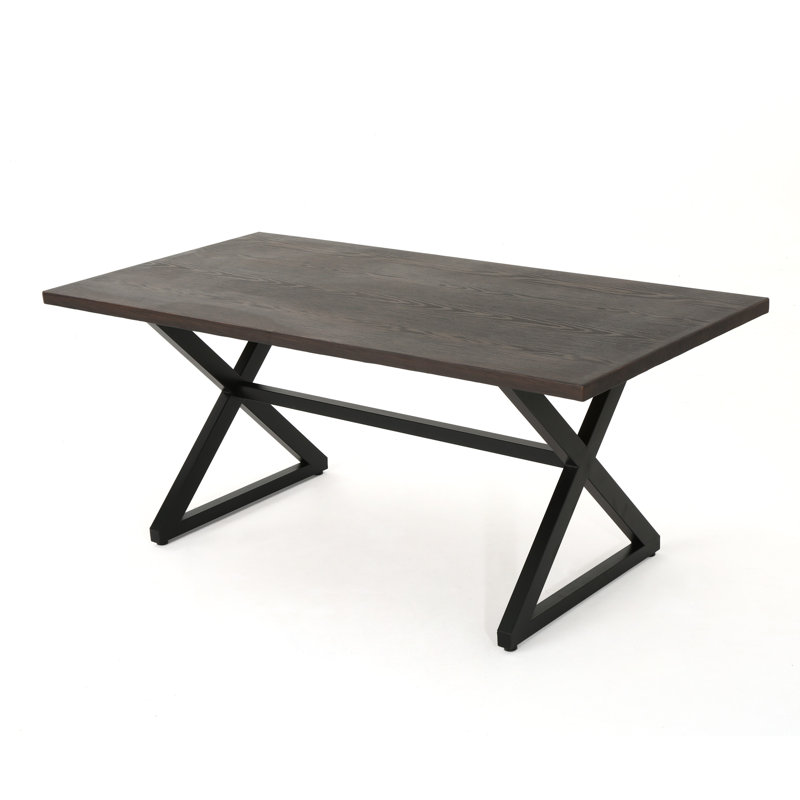 Lal Rectangular Aluminum Outdoor Picnic Table, Brown