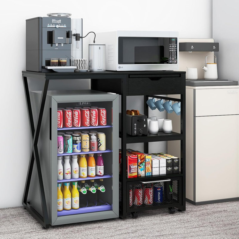 Mini armoire de réfrigérateur, tablettes de réfrigérateur avec prise de courant et compartiments de rangement multicouches