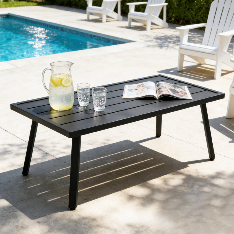 Table basse d'extérieur en acier et table basse rectangulaire résistante aux intempéries