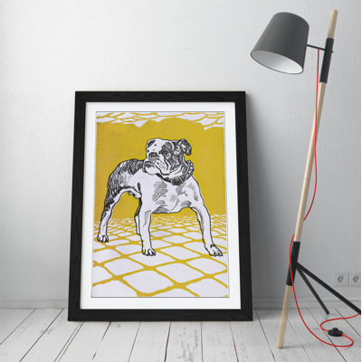 Vintage Bulldog Mustard 1 Piece Single Picture Frame Wall Art on Canvas