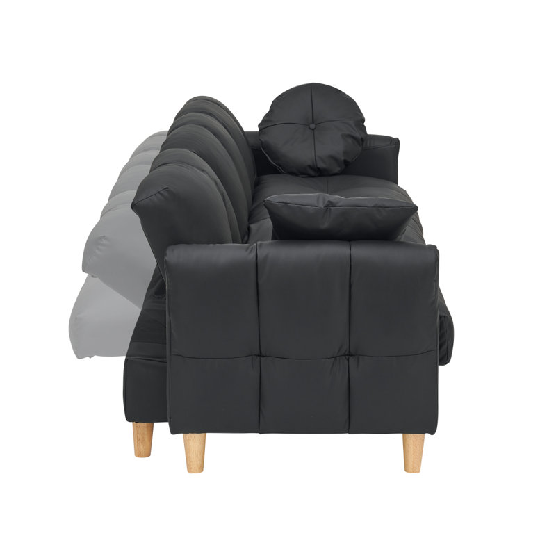 Canapé Modern, Similifourrure noire, H 32,5 po x l 84,65 po x P 41,73 po, 3
