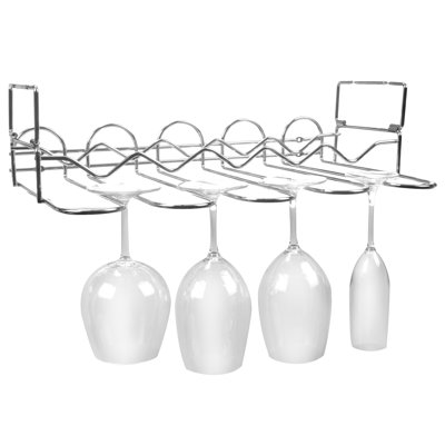 Wall Mounted Wine Bottle & Glass Rack in Silver