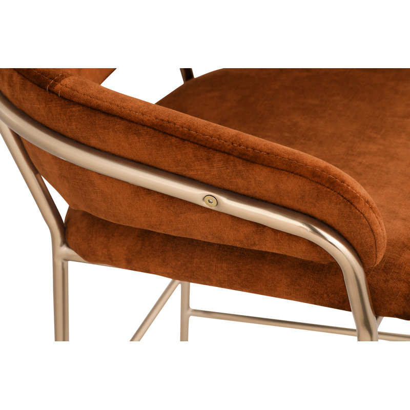 Yara Beige Velvet Counter Stool, Cognac Velvet