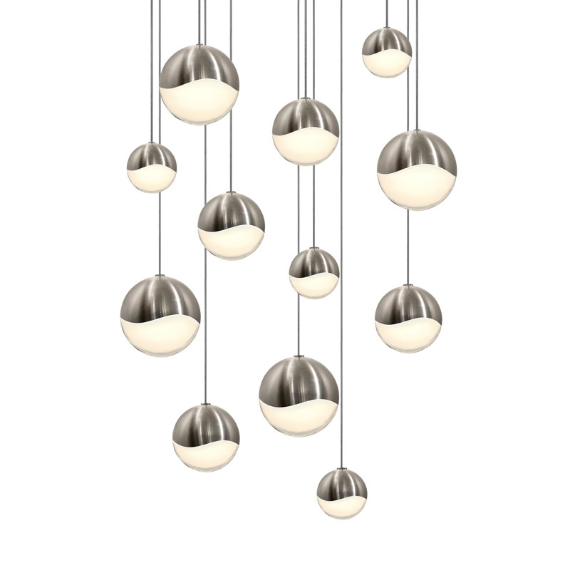 Grapes 12 - Light LED Cluster Pendant, 3.25" H x 16.25" W x 16.25" D, Satin Nickel