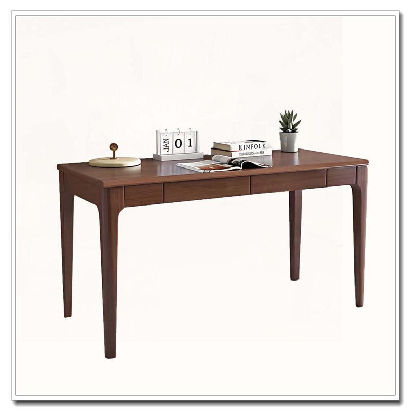 Bureau en bois massif avec tiroirs, Noyer