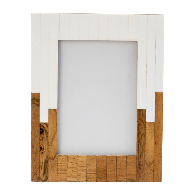 Rustic Resin & Wood Picture Frame with Glass Panel - Decorative Polyresin & MDF Photo Display, 5" x 7"