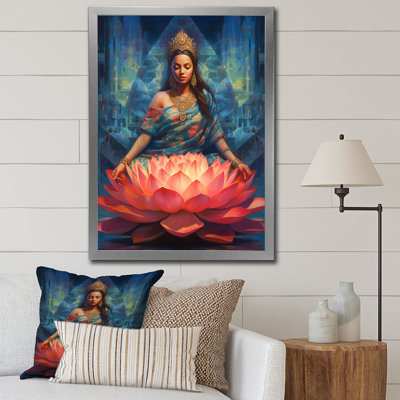 Bleu, bleu, yoga, lotus, femme
