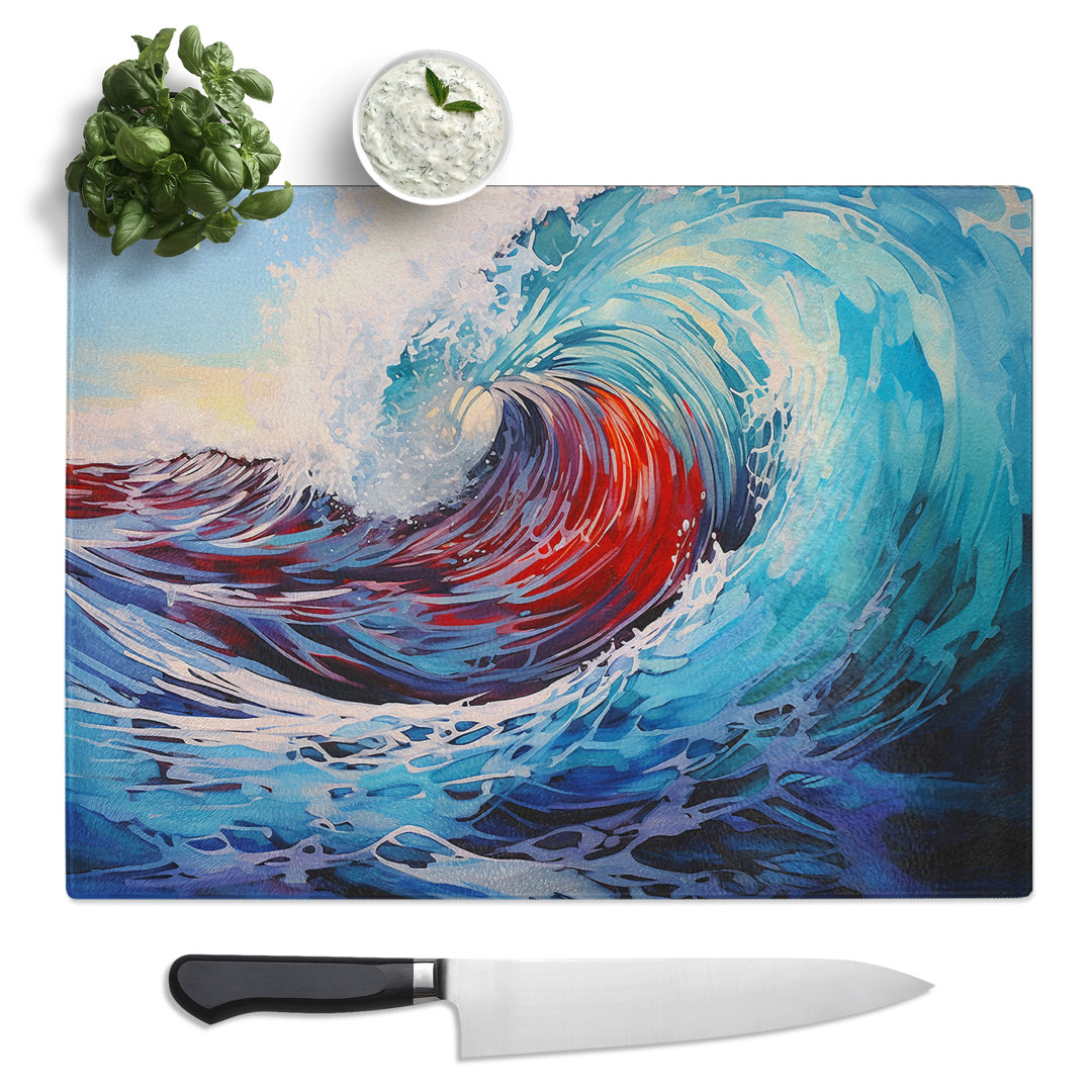 Wave Contemporary  Glass Chopping Board