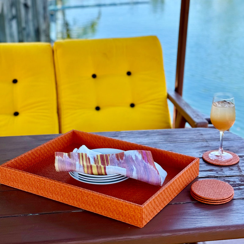 Wicker Decorative Tray, Pumpkin