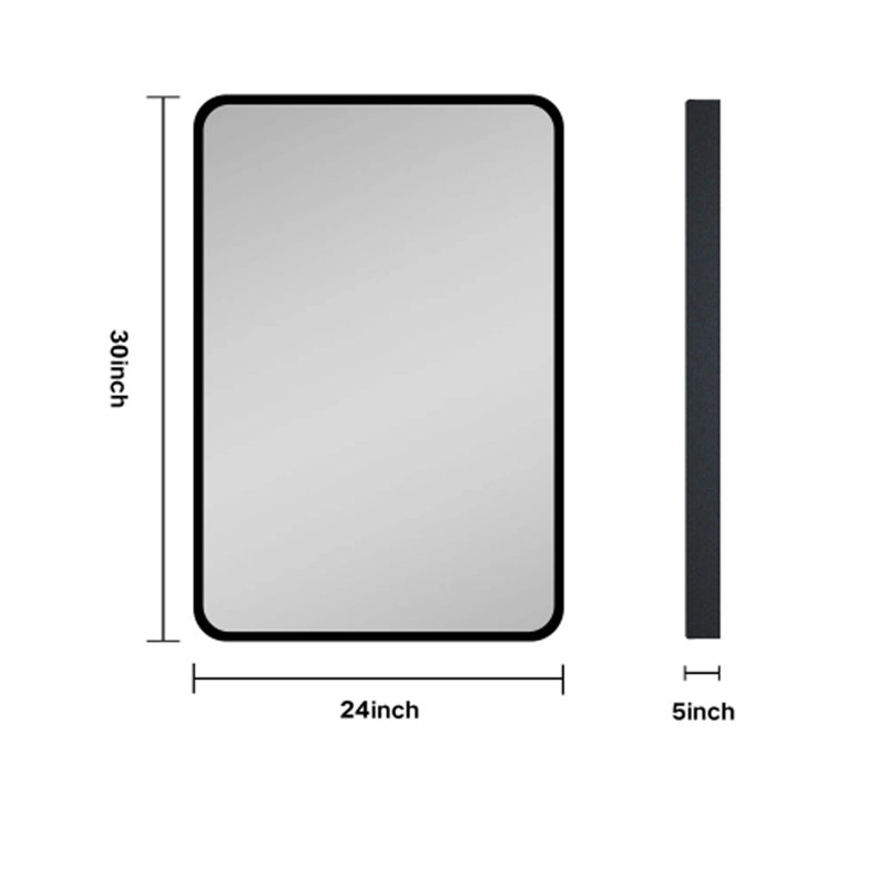 Armoire à pharmacie murale noire avec cadre ou miroir, H 30 po x l 24 po x P 4,9 po