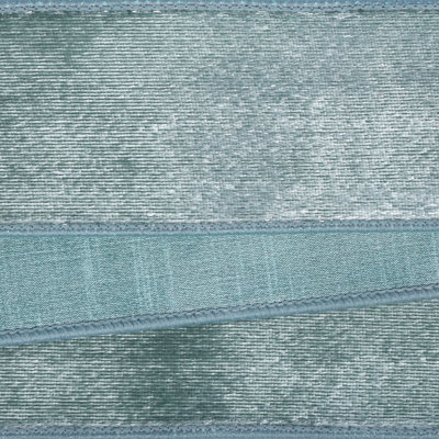  2.5" x 10yd Frosty Mint Velvet Luster Wired Ribbon. Frosty Mint Dupion Backing.
