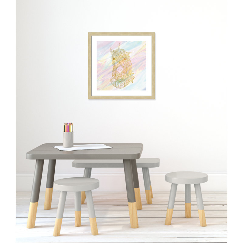 Unicorn Dreaming Fantasy & Sci-Fi, 24.5" H x 24.5" W x 0.63" D, Champagne Flat Framed
