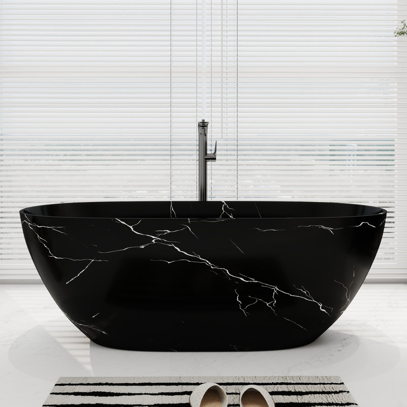 Baignoire de trempage autoportante à surface solide de 63 po (noir), Noir