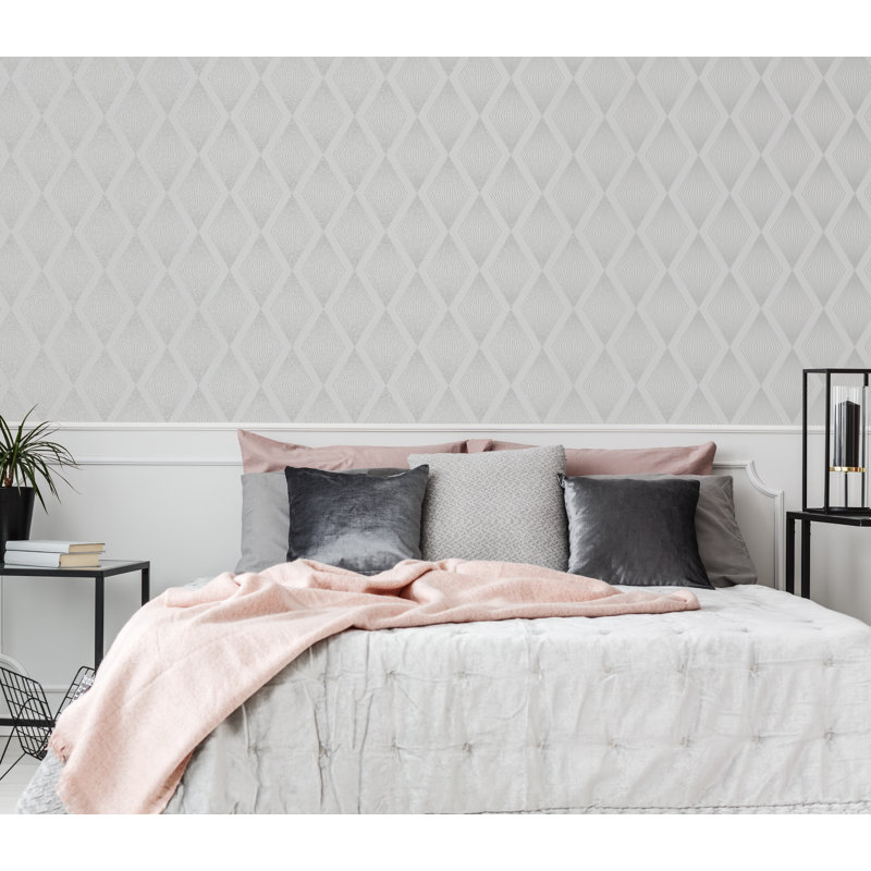 Capsule Geometric Wallpaper Double Roll by Julien Macdonald, Silver