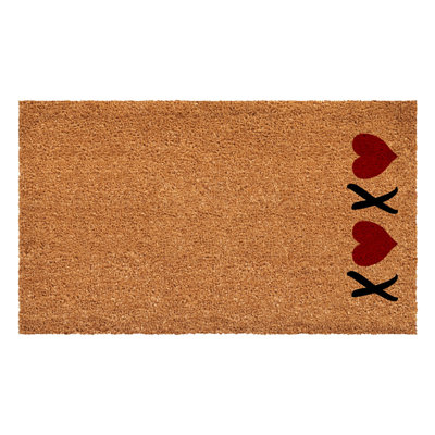 24" X 48" Red And Black Valentine's Day Welcome Outdoor Coir Door Mat