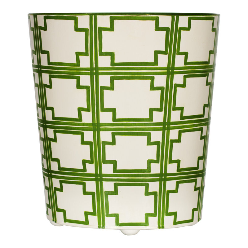 2 Gallons Waste Bin, Cream/Green