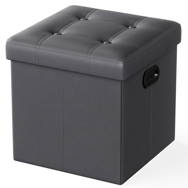 15 Inches Ottoman With Storage, Slate Gray