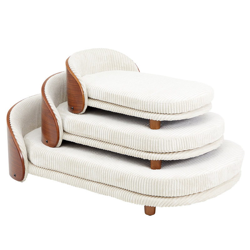 Lit pour chien ergonomique en bois massif avec rembourrage en mousse à mémoire de forme et conception surélevée