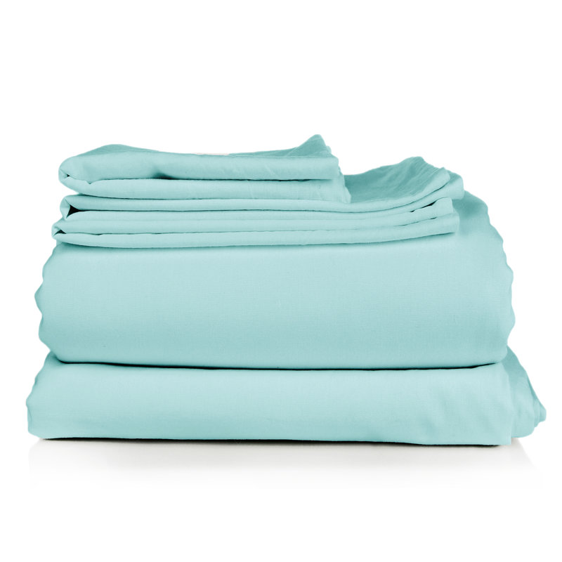 Microfiber Sheet Set, Queen Sheet Set + Fitted Sheet + 2 Pillowcases, Aqua