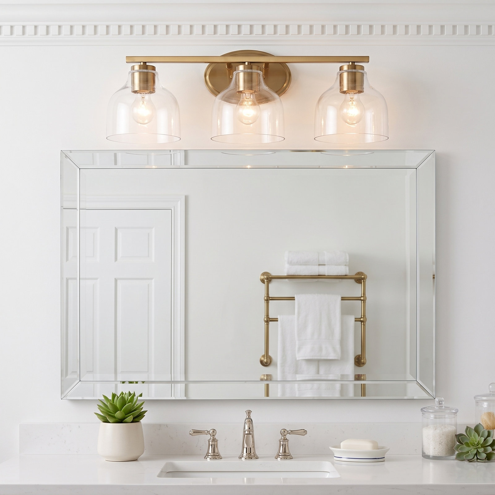 Lamaria Dimmable Vanity Light, Brushed Gold, 3