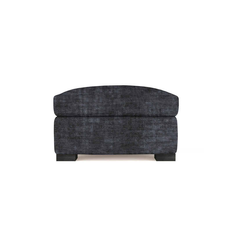 Horatio Upholstered Ottoman, Plush Velvet Silver Streak, Weathered