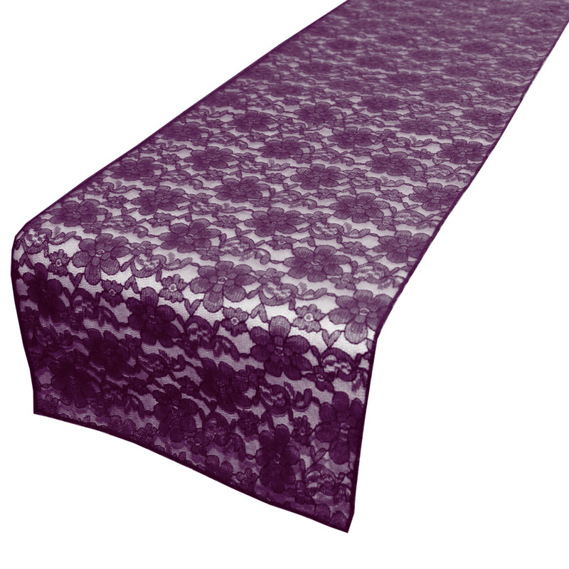 Bagdonas Floral Lace Table Runner, 12" W x 90" L, Plum