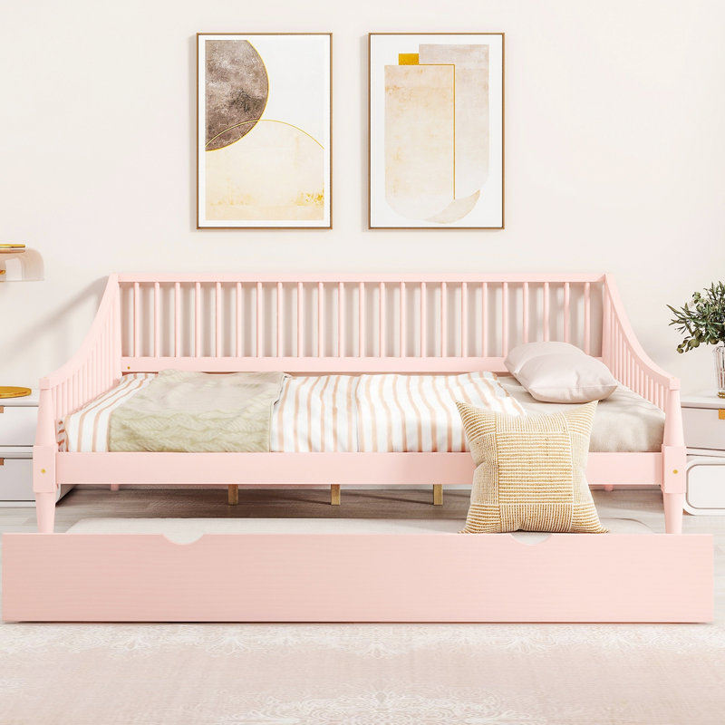 Solid Wood Full Size Daybed, Pink, Full