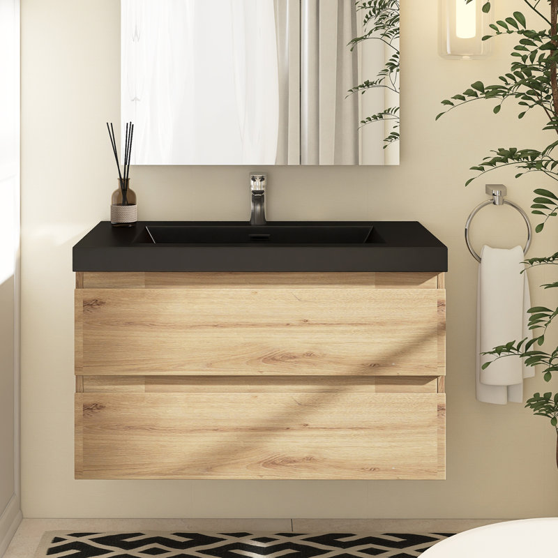 Angela 35.33'' Single Bathroom Vanity with Quartz Top, Gray