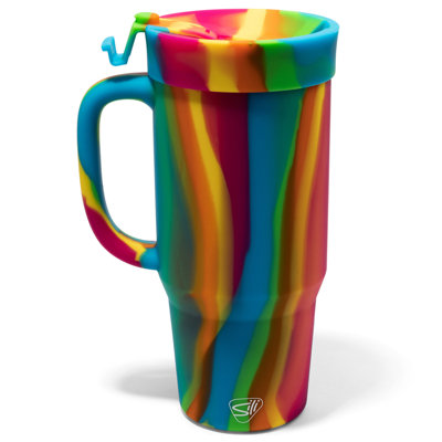Silipint: Humbler 32 oz - Hippie Hops - Gobelet en silicone avec couvercle et paille, incassable