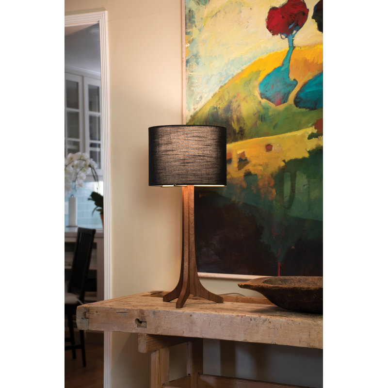 Nauta LED Table Lamp, Dark Stained Walnut, Black Amaretto, Brushed Aluminum