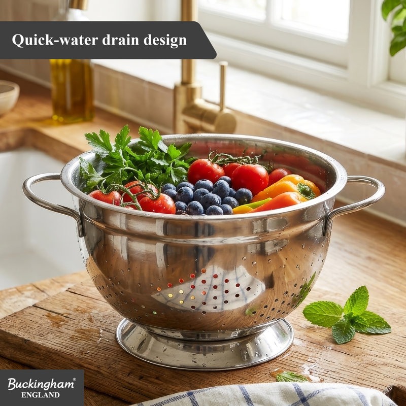 Buckingham Deep Colander Premium Stainless Steel Strainer , 18cm H x 29cm W x 29cm D