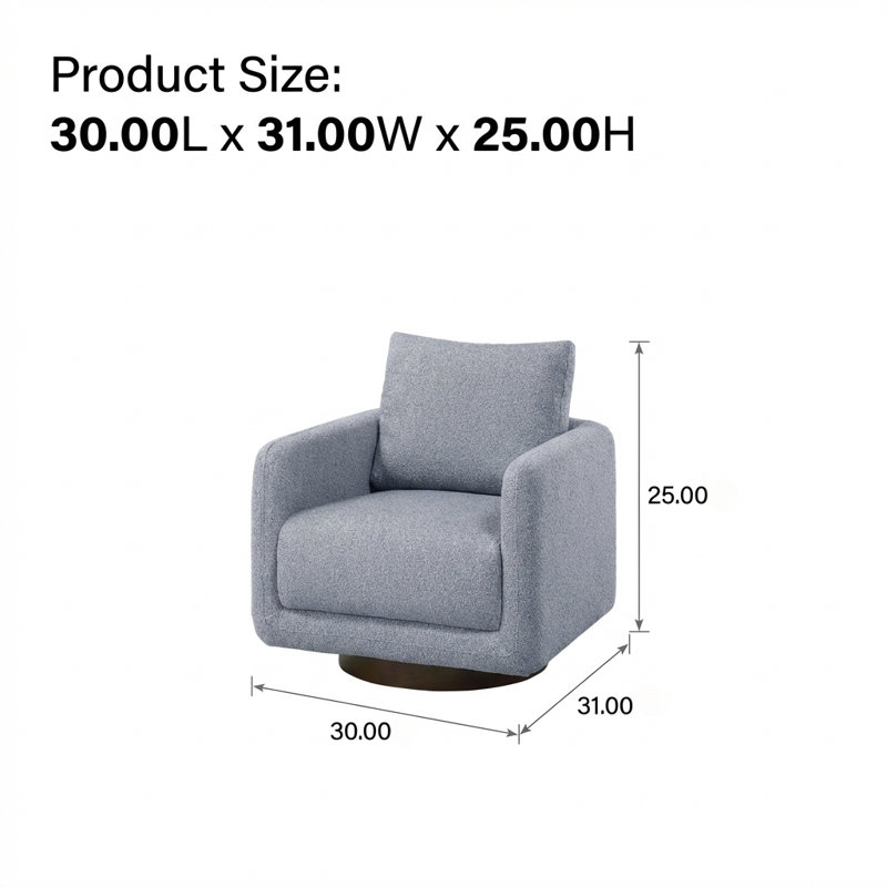 Chaise d'appoint moderne pivotante avec revêtement en tissu bouclé et base en bois