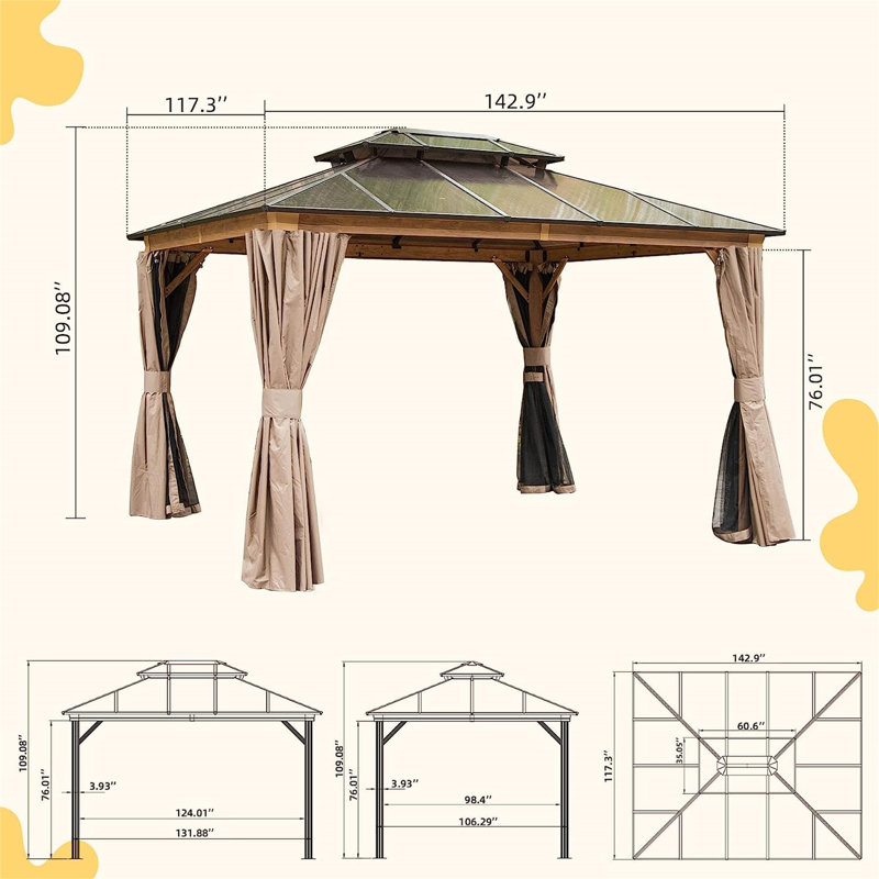 Shirlette 12 Ft. W x 10 Ft. D Aluminum Patio Gazebo