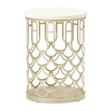 La Marisia Marble Chairside Table - Creamy Pearl/Champagne