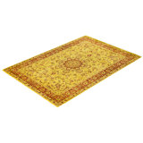 Overdyed Hand-Knotted Wool Modern-Contemporary Yellow Area Rug 4' 7" x 6' 9"
