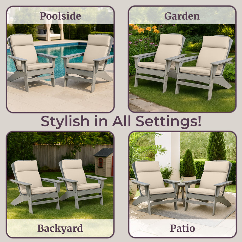 Outdoor Chair Cushion - 45x21.5x3in High Back Outdoor Chair Cushions for Patio Furniture, Rocking, Adirondack or Dining Seats - Water, Fade, and UV-Resistant Fabric Pads with Ties (Tan)