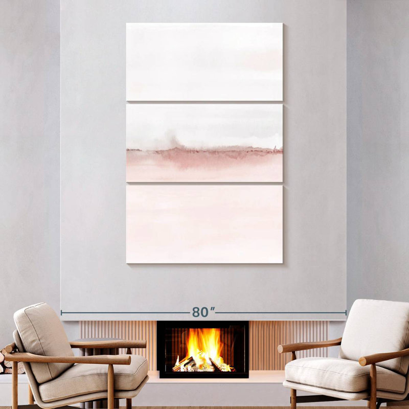Avery aquarelle paysage VI rosé gris II, H 74 po x l 48 po
